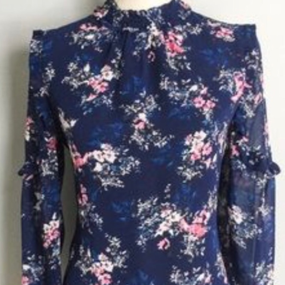 Wayf blue floral blouse